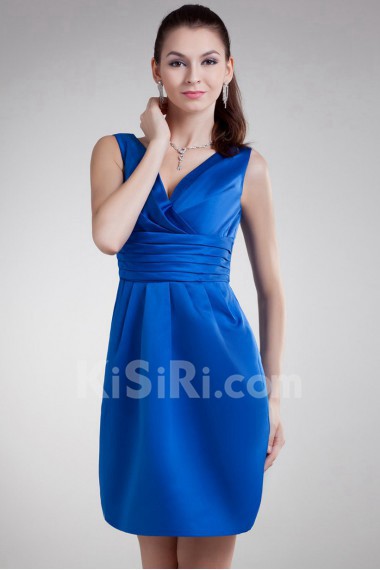 Satin V-Neck Short Dress