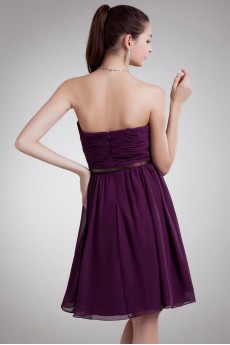 Chiffon Strapless Knee Length Dress with Sash