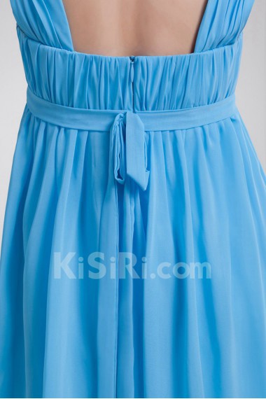 Chiffon Straps Knee Length Dress with Hand-made Flowers