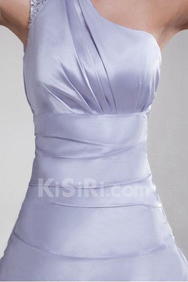 Satin Asymmetrical Knee Length Sheath Dress with Embroidery