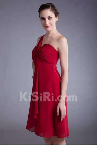 Chiffon One Shoulder Knee Length Column Dress