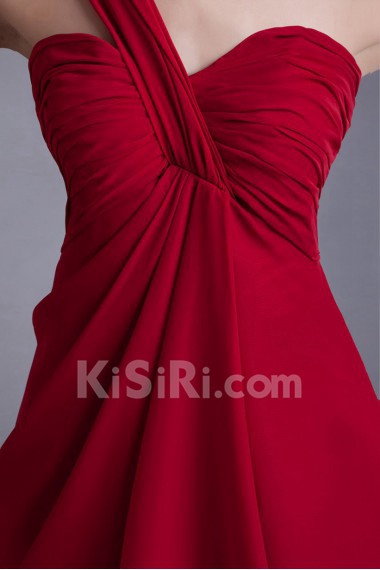 Chiffon One Shoulder Knee Length Column Dress