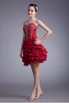 Taffeta Sweetheart Short Dress with Embroidery