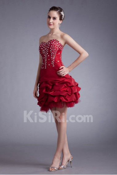 Taffeta Sweetheart Short Dress with Embroidery