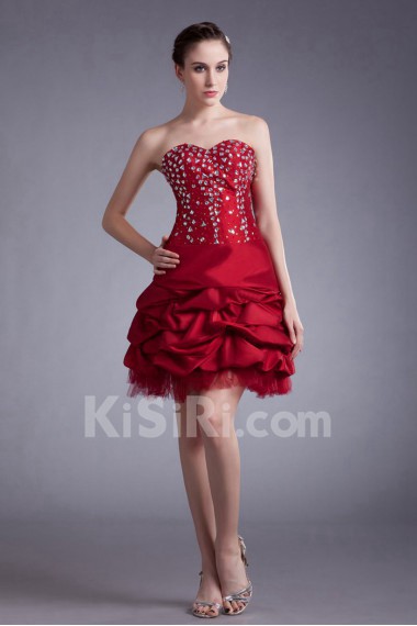 Taffeta Sweetheart Short Dress with Embroidery