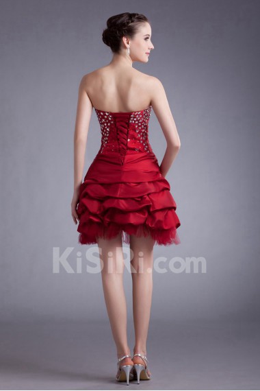 Taffeta Sweetheart Short Dress with Embroidery