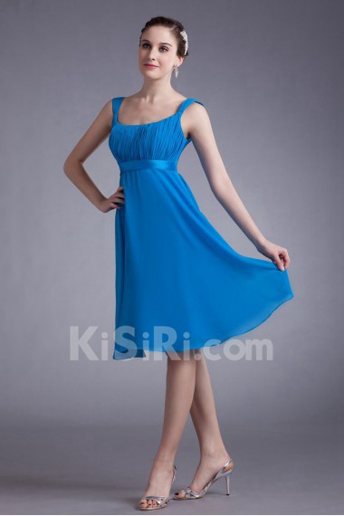 Chiffon Straps Knee Length Column Dress