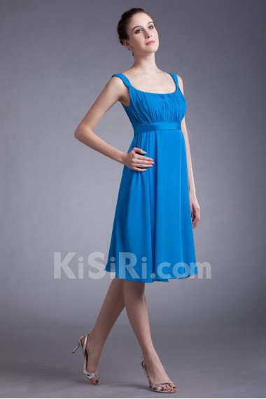 Chiffon Straps Knee Length Column Dress