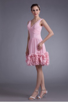 Chiffon V-Neck Knee Length Column Dress