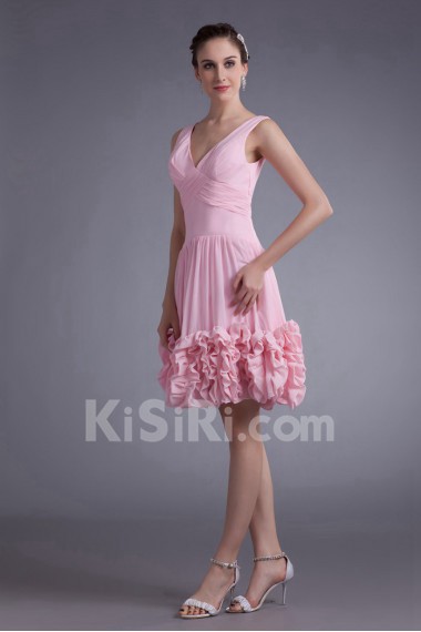 Chiffon V-Neck Knee Length Column Dress