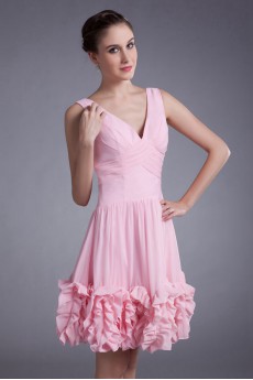 Chiffon V-Neck Knee Length Column Dress