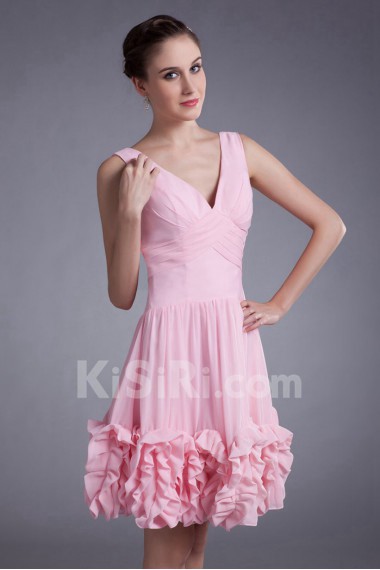 Chiffon V-Neck Knee Length Column Dress