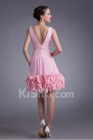 Chiffon V-Neck Knee Length Column Dress