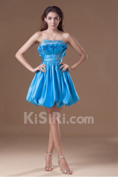 Satin Sweetheart Short Dress with Embroidery