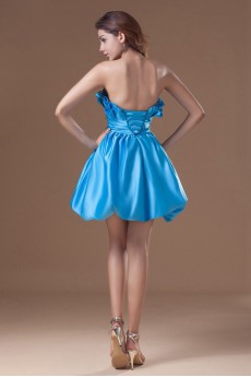 Satin Sweetheart Short Dress with Embroidery