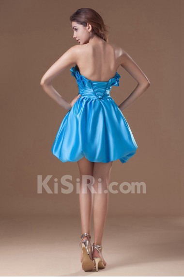 Satin Sweetheart Short Dress with Embroidery