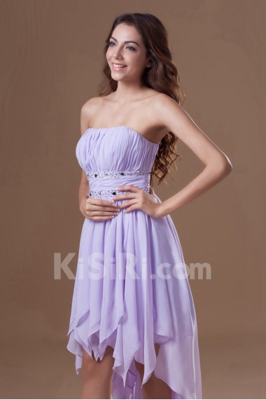 Chiffon Strapless Ankle-Length Dress with Embroidery