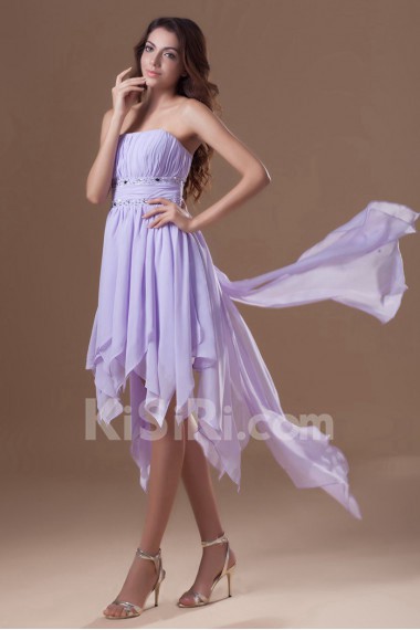 Chiffon Strapless Ankle-Length Dress with Embroidery