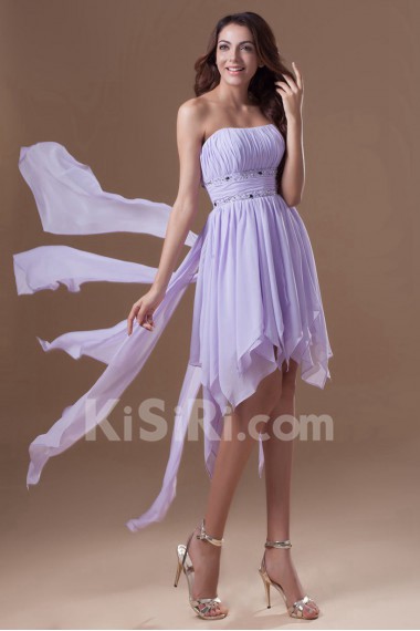 Chiffon Strapless Ankle-Length Dress with Embroidery