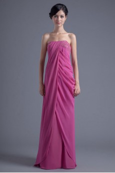 Chiffon Strapless Column Dress with Sequins