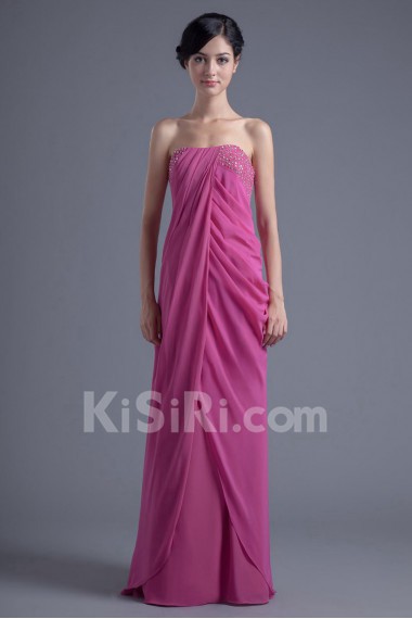 Chiffon Strapless Column Dress with Sequins