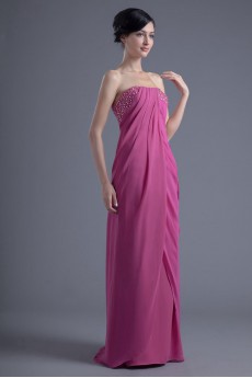 Chiffon Strapless Column Dress with Sequins