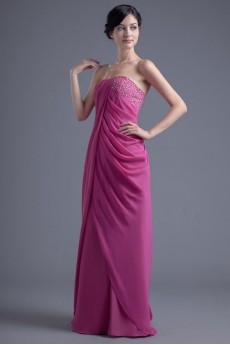 Chiffon Strapless Column Dress with Sequins