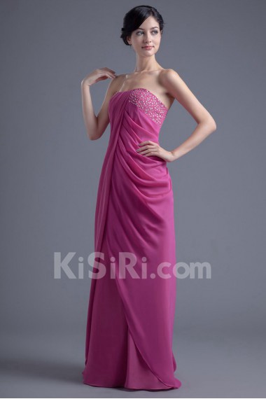 Chiffon Strapless Column Dress with Sequins