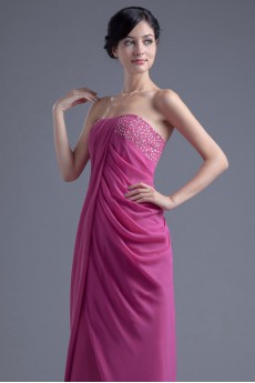 Chiffon Strapless Column Dress with Sequins