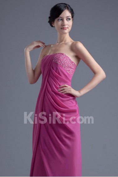 Chiffon Strapless Column Dress with Sequins