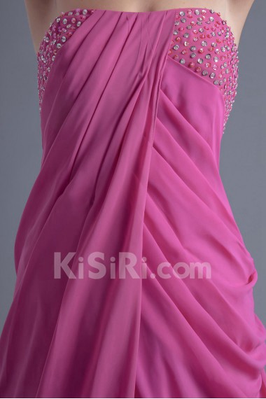 Chiffon Strapless Column Dress with Sequins