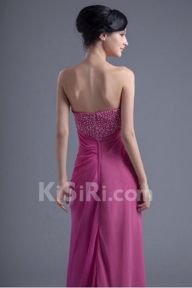 Chiffon Strapless Column Dress with Sequins