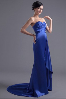 Satin Sweetheart A Line Dress with Crisscross Ruched Bodice