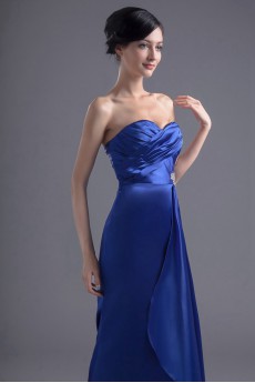 Satin Sweetheart A Line Dress with Crisscross Ruched Bodice