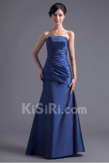 Taffeta Strapless A Line Dress with Directionally Ruched Bodice