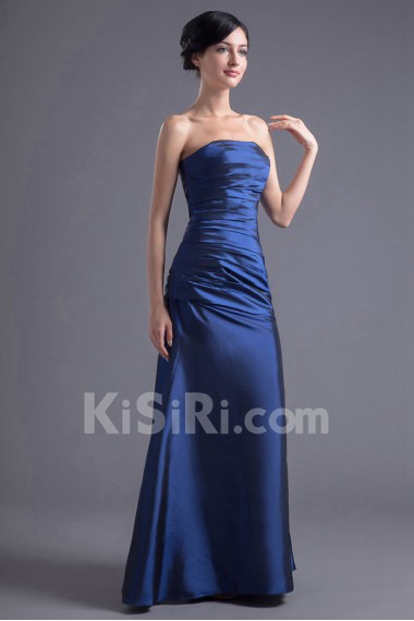 Taffeta Strapless A Line Dress with Directionally Ruched Bodice