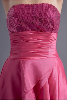 Taffeta Strapless Dress with Embroidery