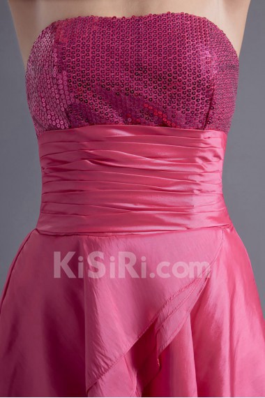 Taffeta Strapless Dress with Embroidery