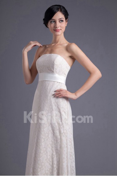 Lace Strapless Column Dress with Sash