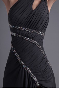 Chiffon Asymmetrical Sheath Ankle-Length Dress with Sequins