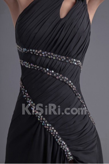 Chiffon Asymmetrical Sheath Ankle-Length Dress with Sequins