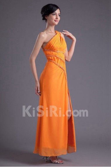 Chiffon Asymmetrical Column Dress with Sequins