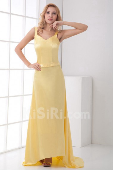 Satin V Neckline Sheath Dress