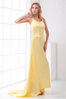 Satin V Neckline Sheath Dress