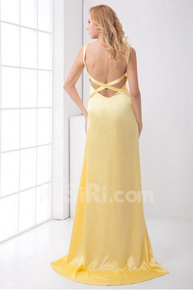 Satin V Neckline Sheath Dress