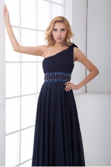 Chiffon Asymmetrical A Line Dress with Sash