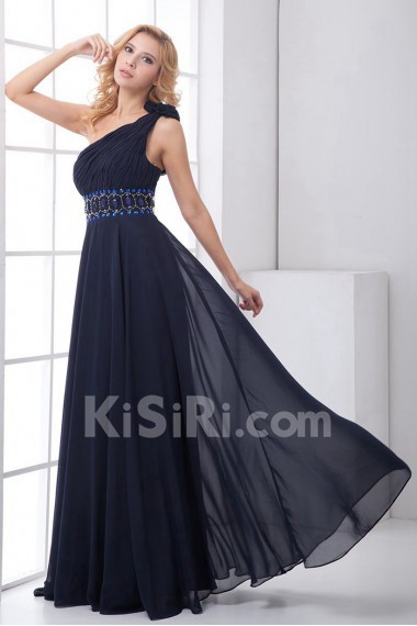 Chiffon Asymmetrical A Line Dress with Sash