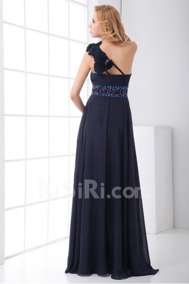 Chiffon Asymmetrical A Line Dress with Sash