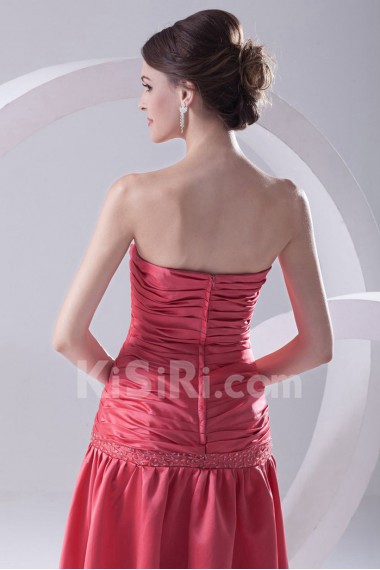 Sweetheart Floor Length Satin Dress with Directionally Ruched Bodice