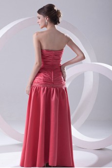 Sweetheart Floor Length Satin Dress with Directionally Ruched Bodice